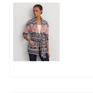 Lauren Ralph Lauren Southwestern Open Front Cardigan NWT Sz S Linen Cotton Blend